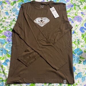 FLAWLESS LONG SLEEVE DIAMOND BROWN SHIRT, Size L.